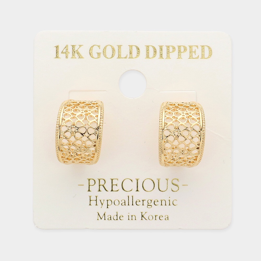 PRECIOUS 14K GOLD DIPPED HYPOALLERGENIC EARRINGS